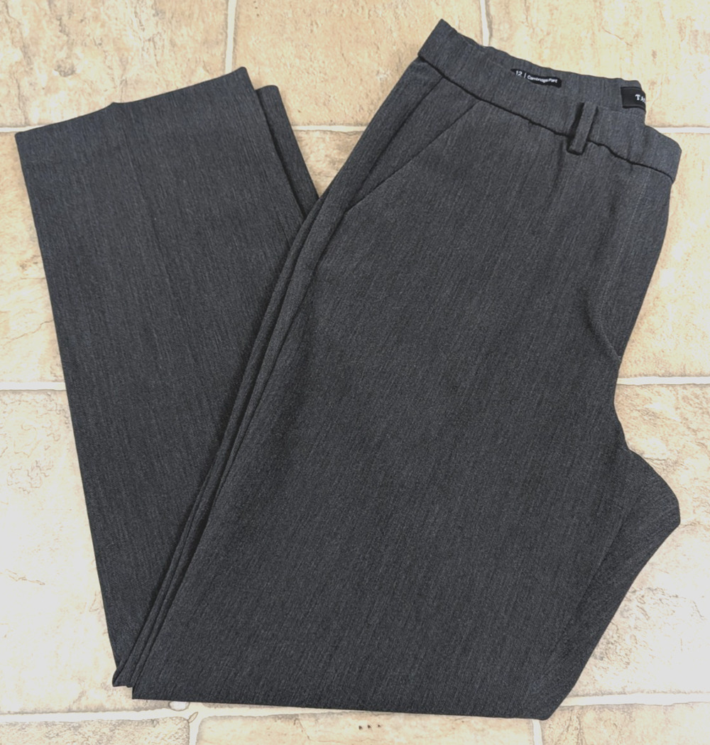 Talbots sz 12 Cambridge Pants gray pull on stretchy high rise straight leg 1822